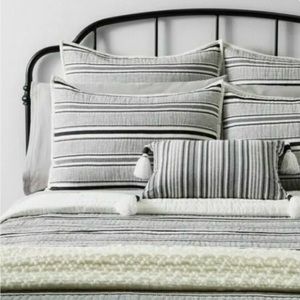 Queen Textured Stripe Quilt + 2 Euro Pillow Shams Hearth & Hand by Magnolia